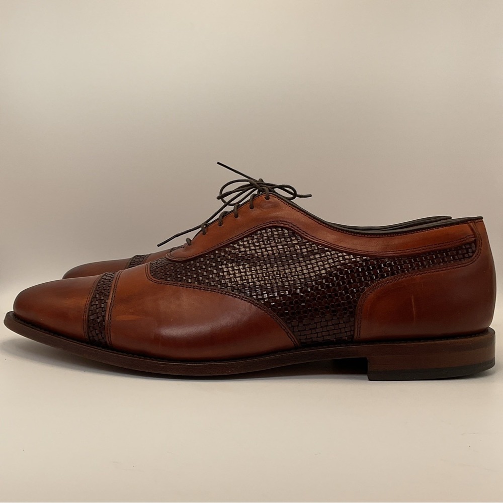 Allen Edmonds Winhall Cap Toe Oxford Mens Size 14 E Brown USA Woven Leather - Picture 5 of 9